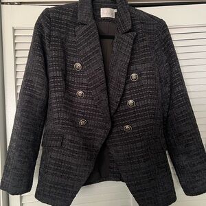 Dainty Jewells Textured Black Double-Breasted Blazer